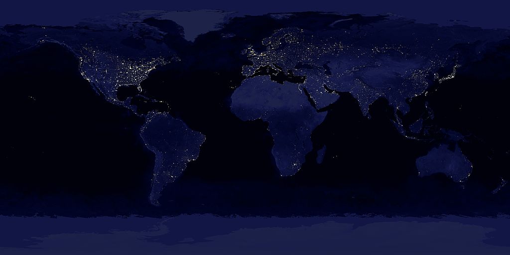 Карта Светового Загрязнения планеты Земля