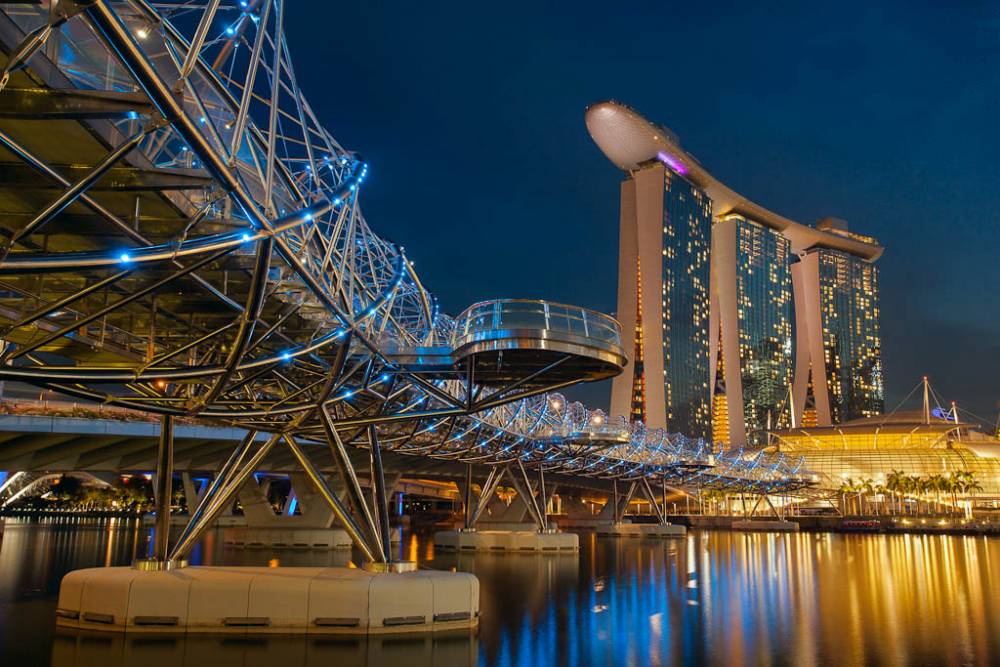Пешеходный мост в виде спирали ДНК «Double Helix Bridge», Сингапур