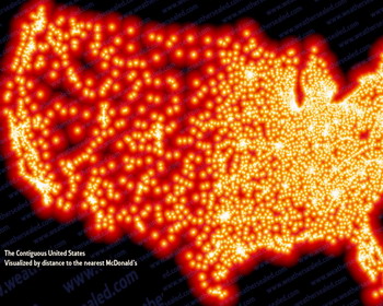 Распределение заведений «Макдональдс» на карте Америки
