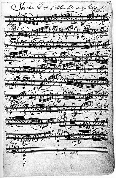 Соната для скрипки соль минор (BWV 1001), рукопись Баха